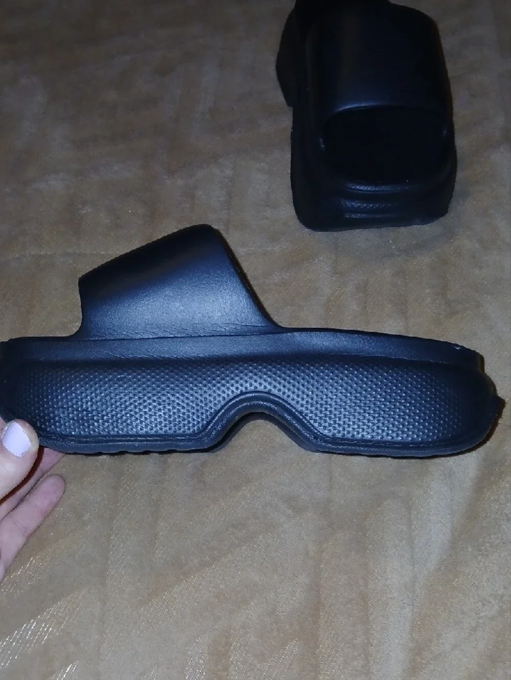 Womens Black Platform Slide Sandals Lightweight Unbranded Sz: 39, 8